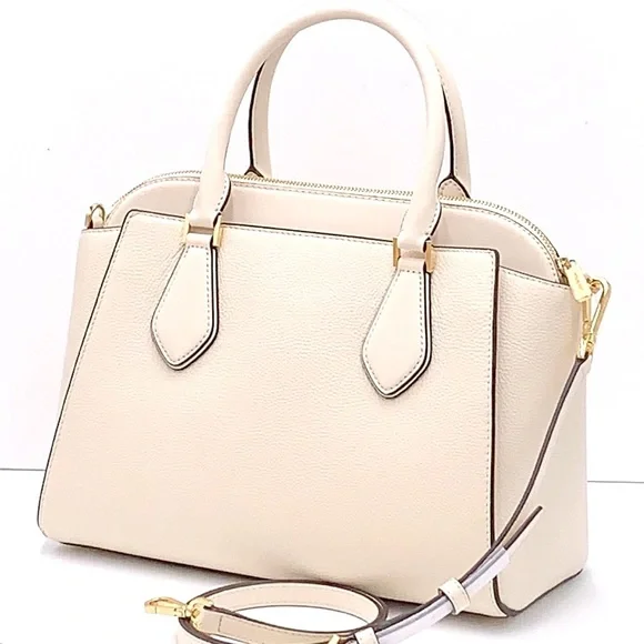 Michael Kors Daria Large Satchel Bag Leather Light Cream - Picture 3 of 16